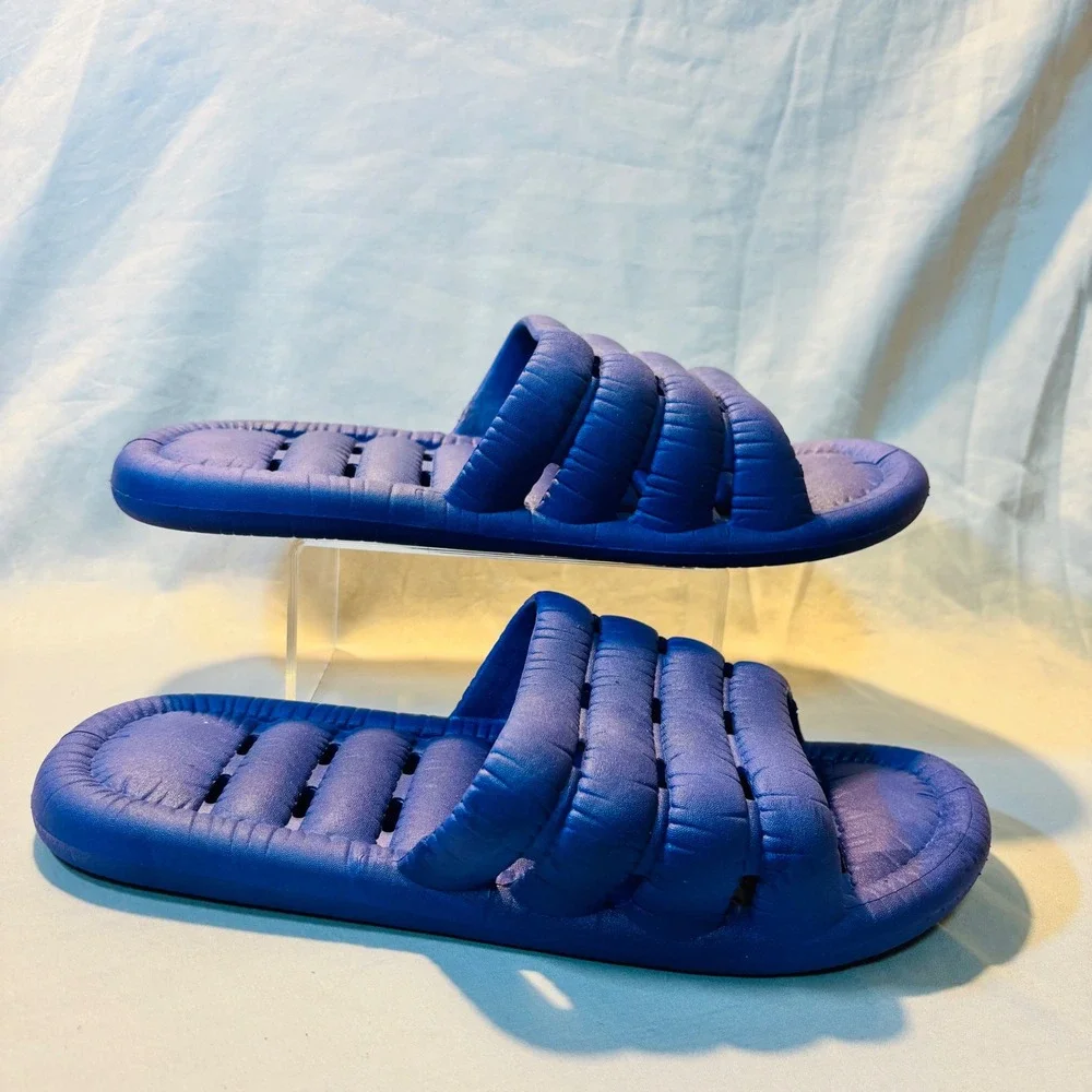 Cobalt Blue Pillow Slides Chunky Padded Strappy Cloud Sandals 46-47